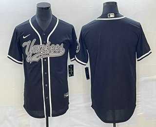 Men%27s New York Yankees Blank Black Cool Base Stitched Baseball Jerseys->new york yankees->MLB Jersey